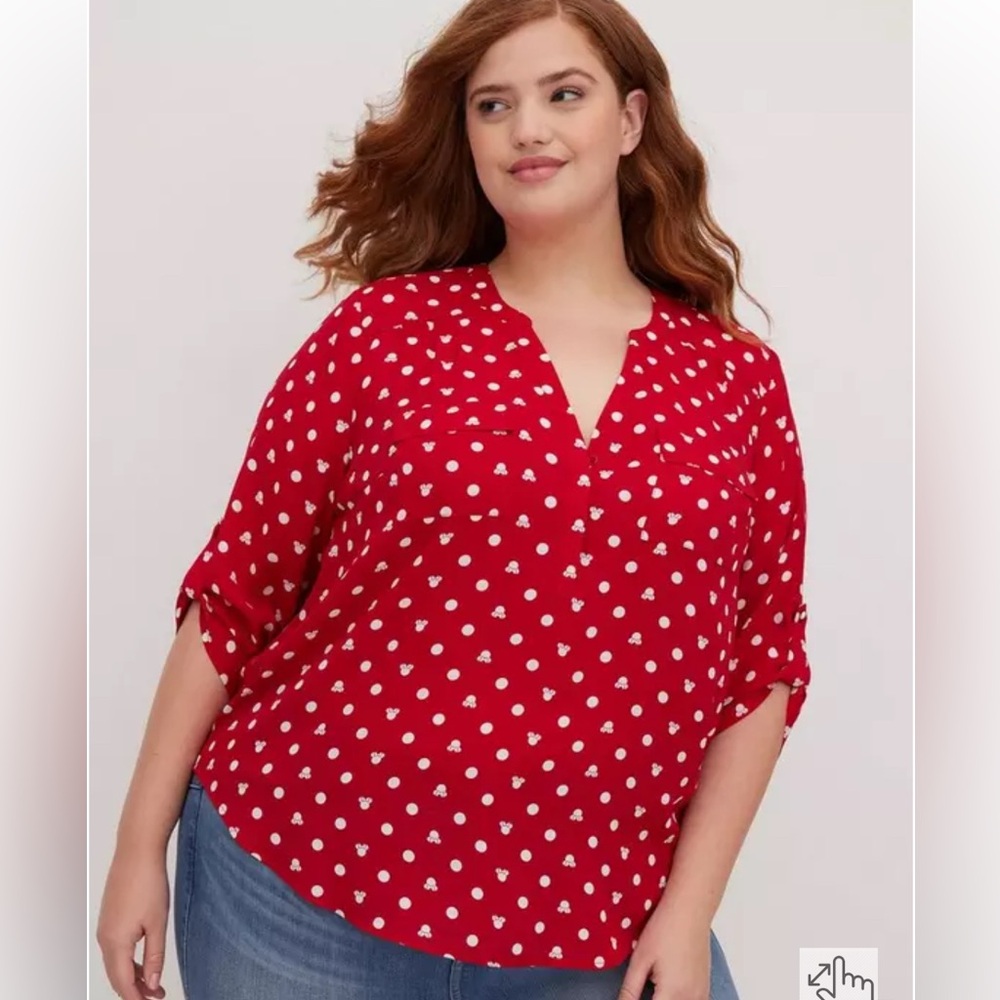 Disney Torrid Red and White Polka Dot Blouse